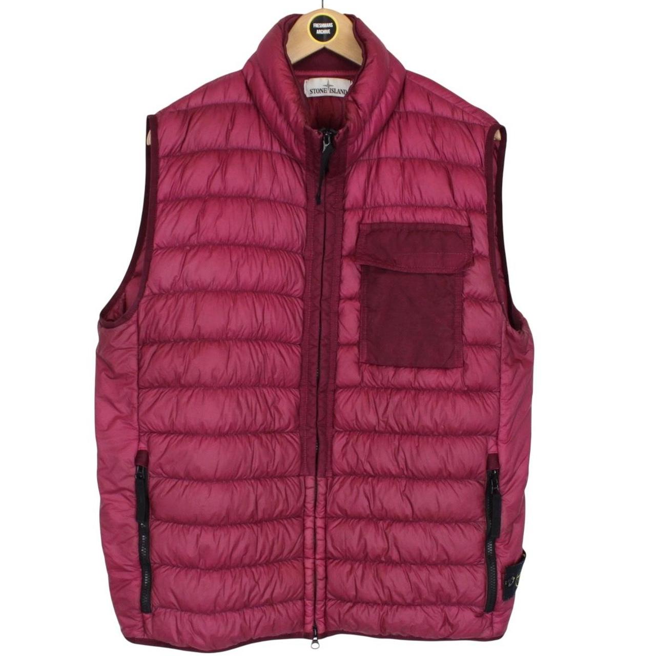 Stone Island AW 2018 Burgundy Garment Dyed Micro Yarn Down Gilet / Bodywarmer