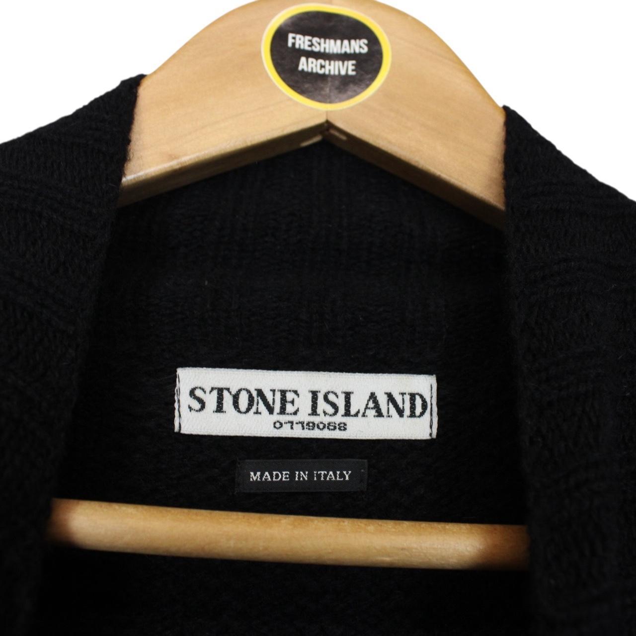 Vintage Stone Island AW 2003 Black Wool Knit 1/4 Zip Jumper