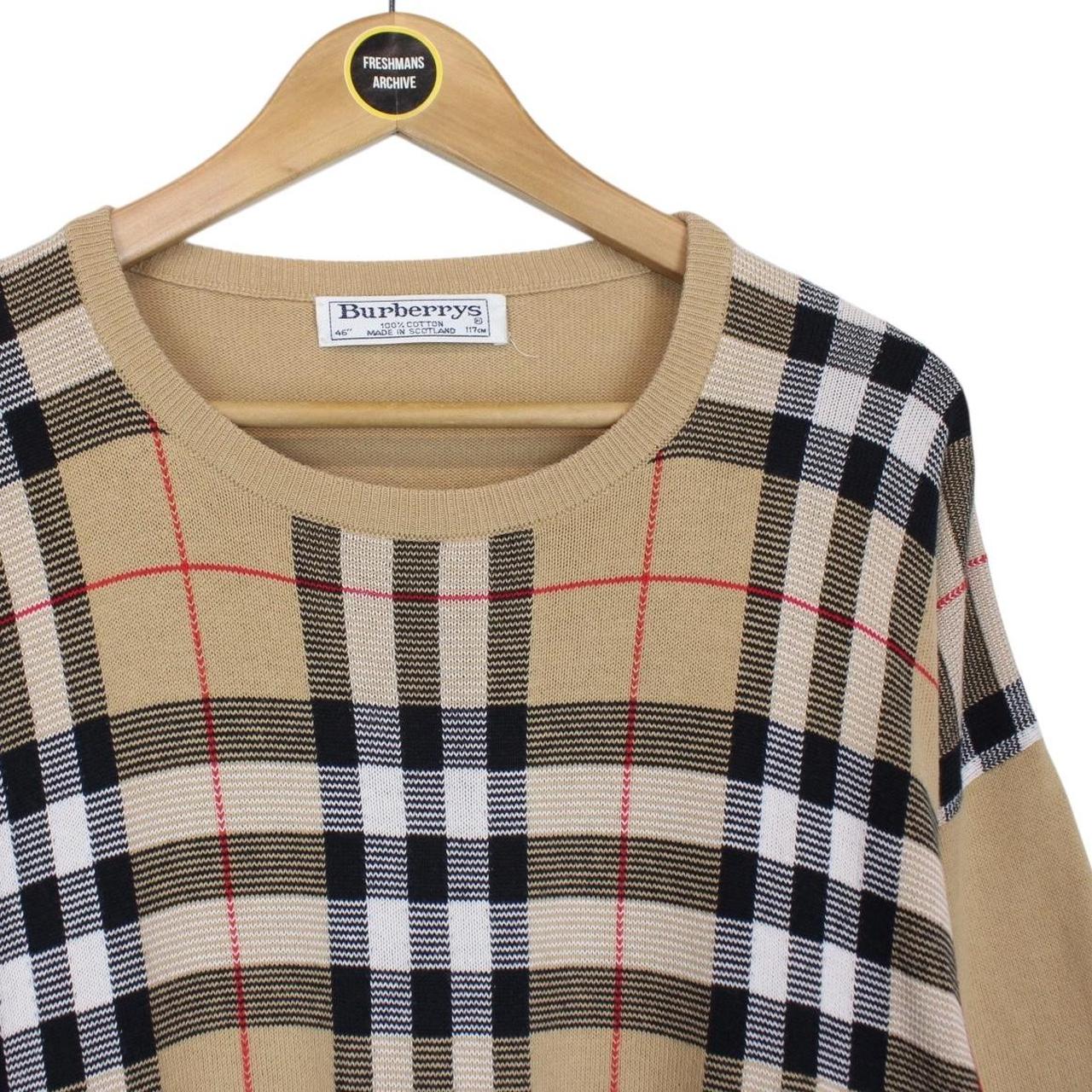 Vintage 90s Burberry Tan Brown Nova Check Cotton Knit Jumper