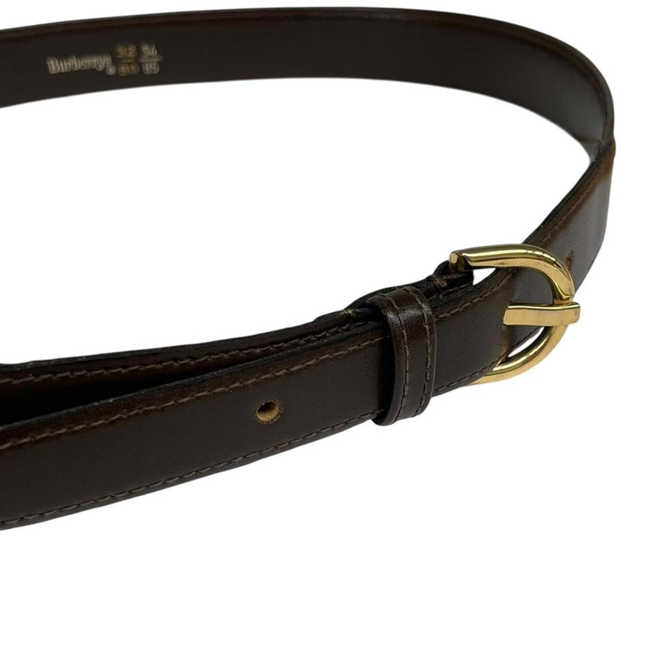 Vintage 80s Burberry Brown and Beige Nova Check Leather Belt