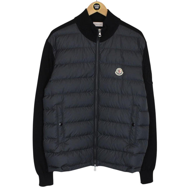 Moncler Black Full Zip Down Padded Cotton Cardigan Tricot Jacket