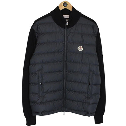 Moncler Black Full Zip Down Padded Cotton Cardigan Tricot Jacket