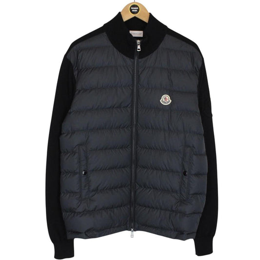 Moncler Black Full Zip Down Padded Cotton Cardigan Tricot Jacket