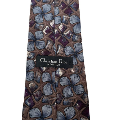 Vintage Christian Dior Multicoloured Floral Print Silk Tie