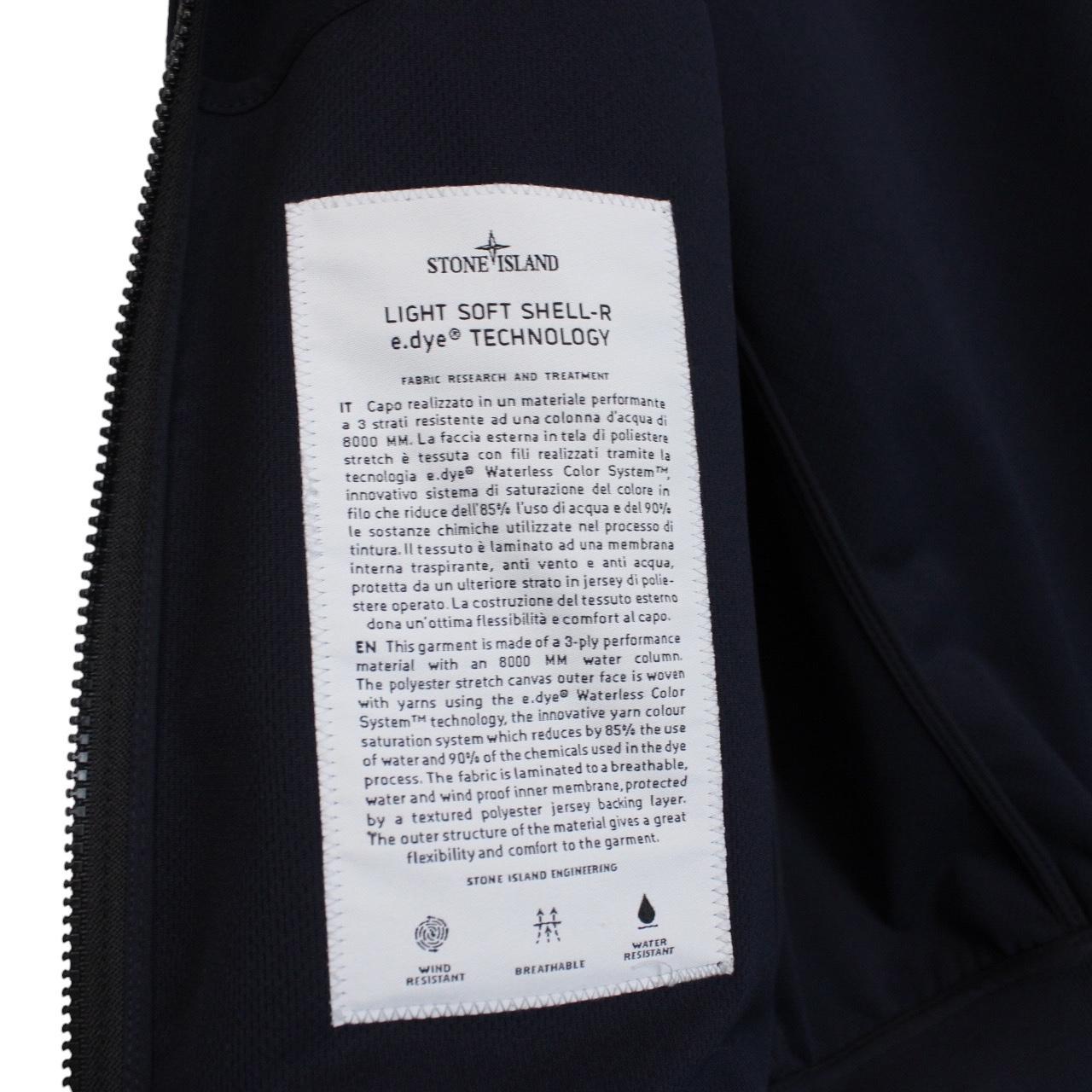 Stone Island SS 2022 Navy Blue Light Soft Shell-R Full Zip Jacket