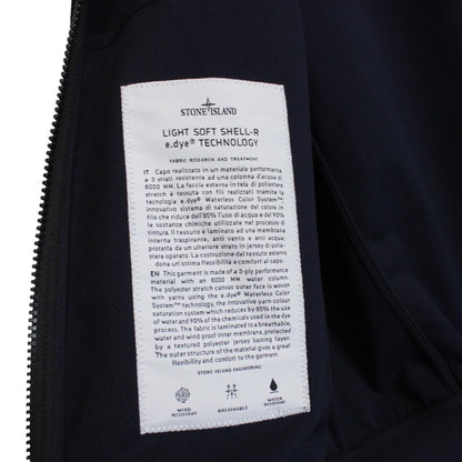 Stone Island SS 2022 Navy Blue Light Soft Shell-R Full Zip Jacket
