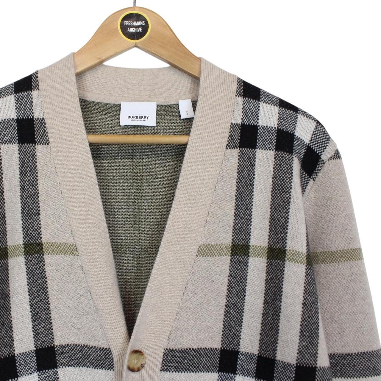 Burberry Beige Nova Check Cashmere Wool Knit Cardigan Jumper