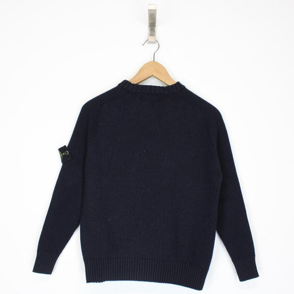 Stone Island AW 2016 Navy Blue Ribbed Wool Knit Jumper