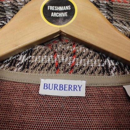 Burberry brown hoodie with Nova Check pattern and full zip, cotton blend material.