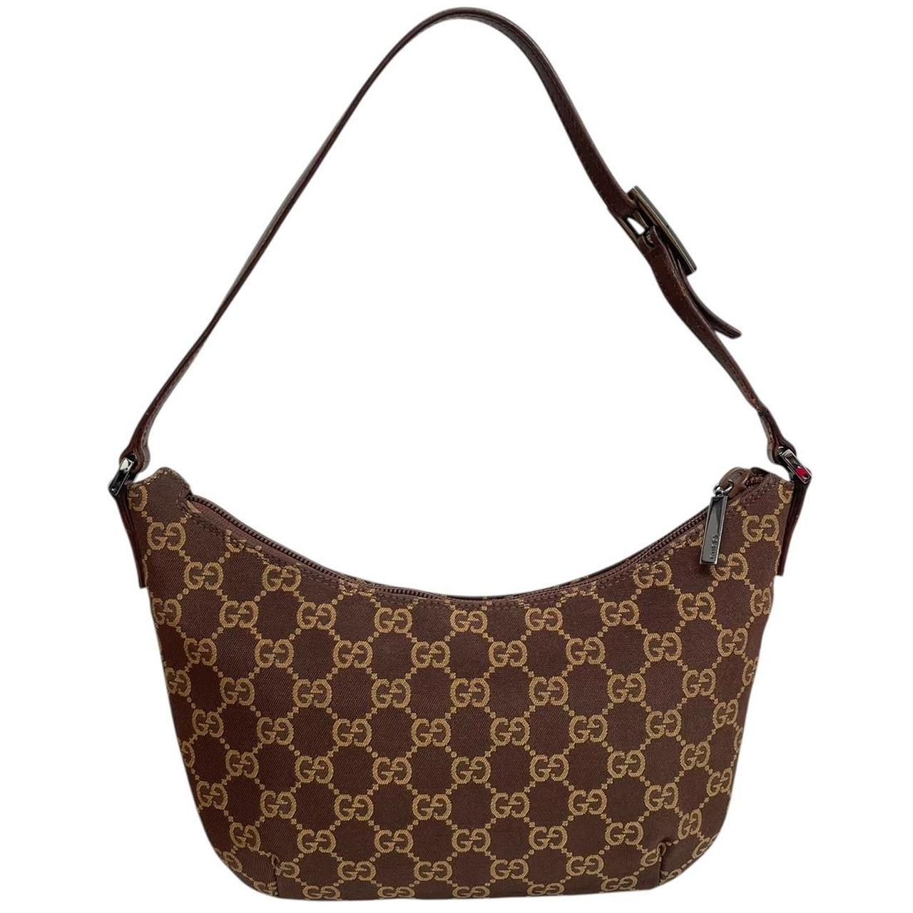 Gucci Brown Canvas GG Monogram Slim Pochette Shoulder Bag