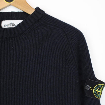 Stone Island AW 2016 Navy Blue Ribbed Wool Knit Jumper