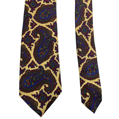 Polo Ralph Lauren green silk tie with vintage paisley print design.