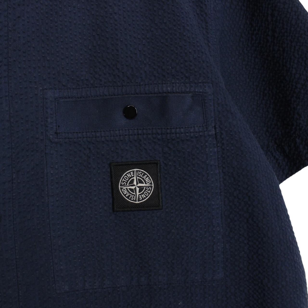 Stone Island SS 2020 Navy Blue 3D Cotton Short Sleeve Tela Shirt
