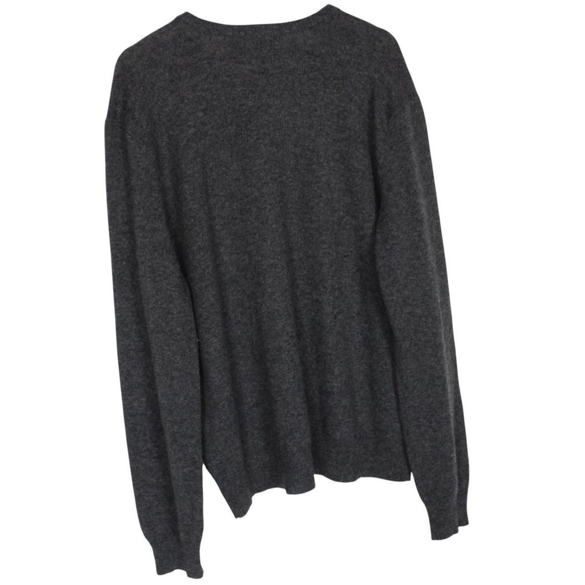 Polo Ralph Lauren grey lambswool knit v-neck jumper with embroidered logo.