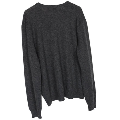 Polo Ralph Lauren grey lambswool knit v-neck jumper with embroidered logo.