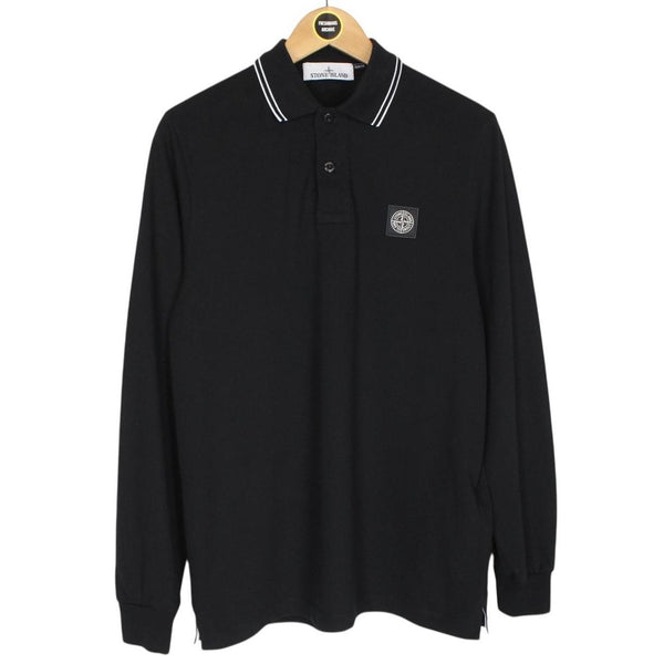 Stone Island AW 2017 Black Long Sleeve Compass Polo Shirt