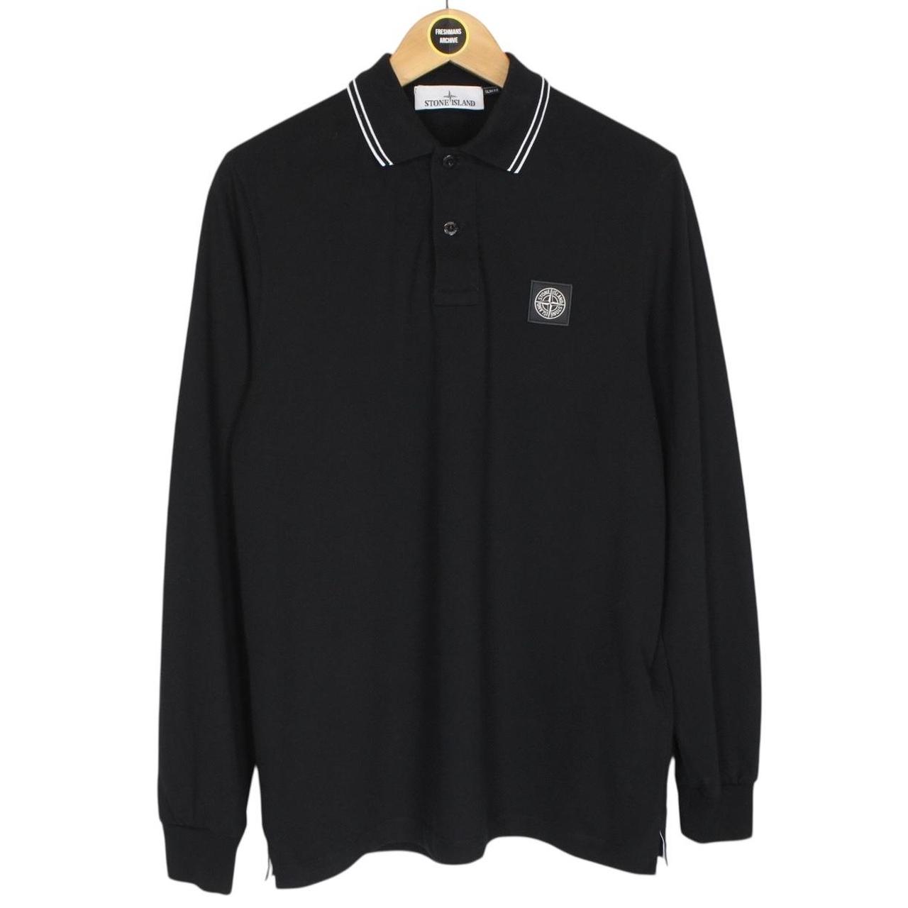 Stone Island AW 2017 Black Long Sleeve Compass Polo Shirt