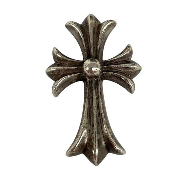 Chrome Hearts silver cross pendant with tarnished finish and vintage 1991 design.