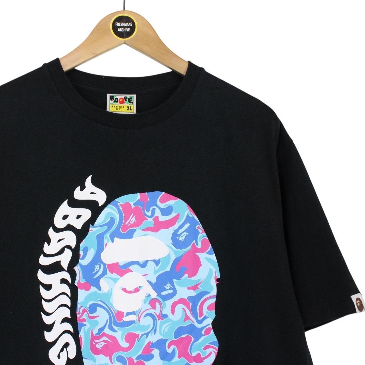 Bape Black and Multicoloured Marble Camo Graphic Short Sleeve T-Shirt