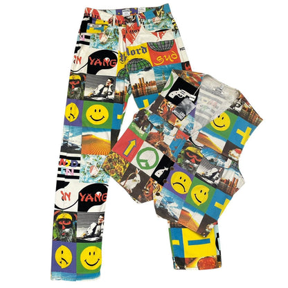 Vintage 90s Moschino Multicoloured Opposites Ying Yang Tapered Fit Jeans