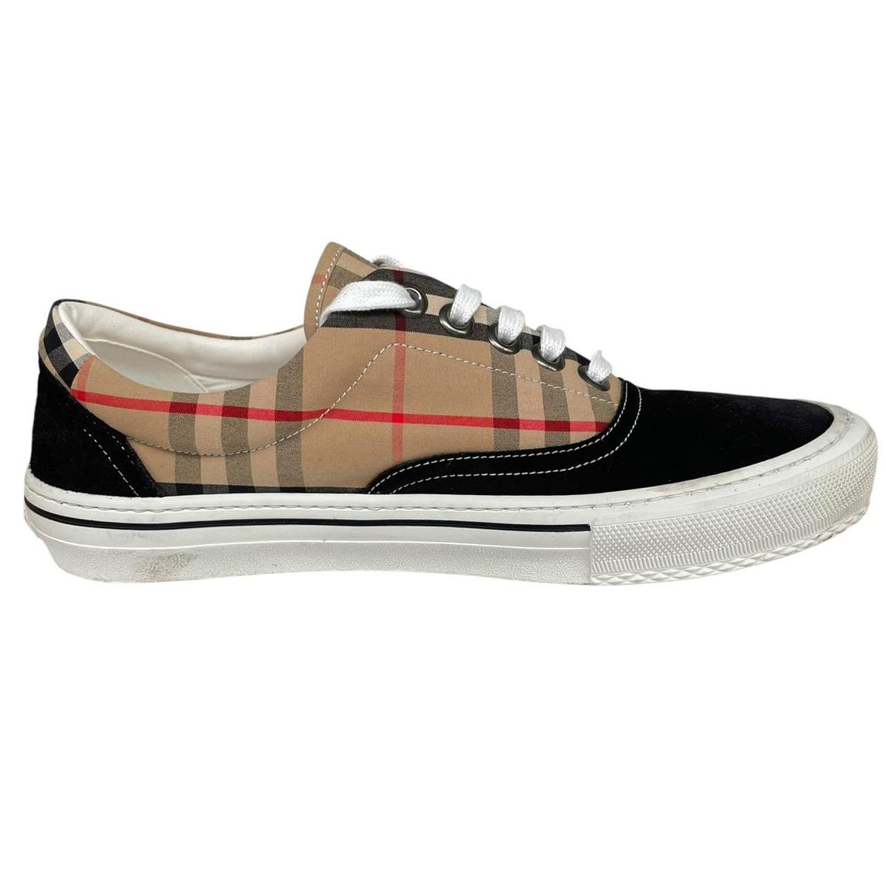 Burberry Wilson Beige and Black Nova Check Suede Low Top Trainers