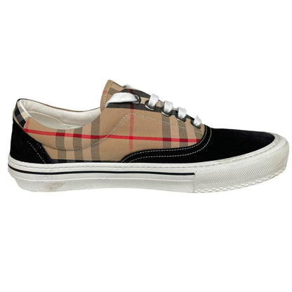 Burberry Wilson Beige and Black Nova Check Suede Low Top Trainers