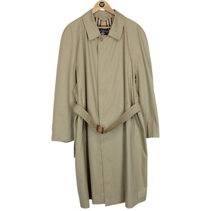 Vintage 90s Burberry Tan Brown Belted Single Breasted Nova Check Trench Coat