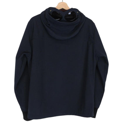 CP Company Navy Blue Full Zip Hooded Soft Shell Goggle Jacket