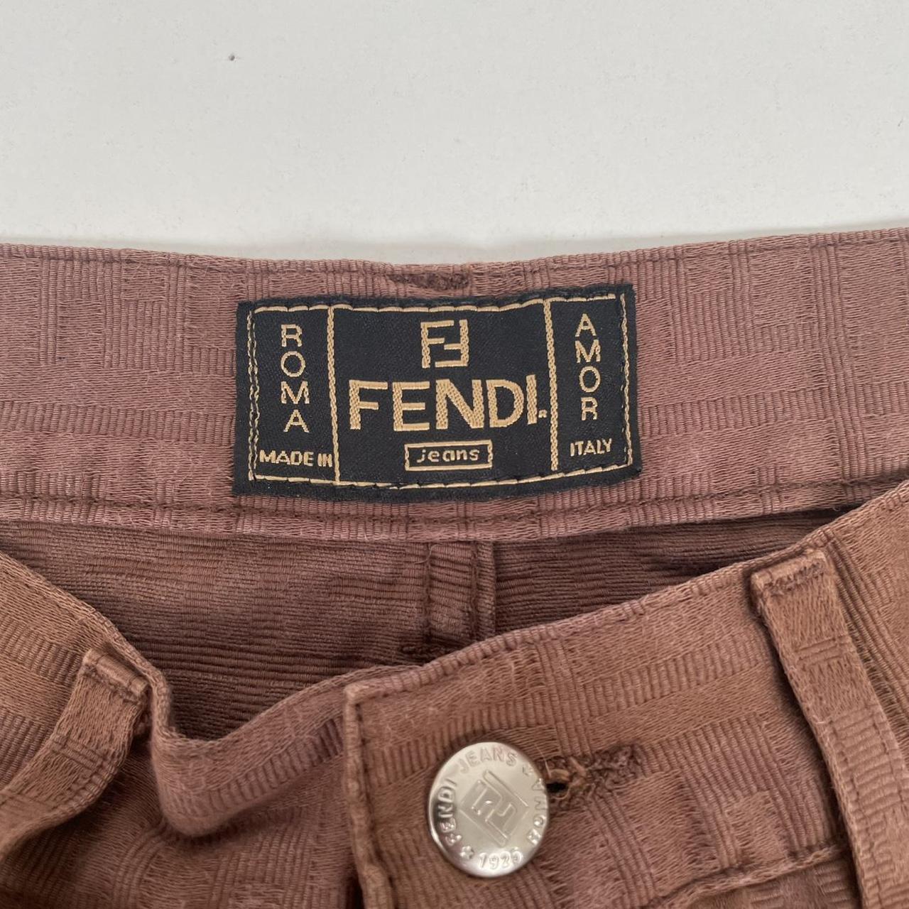 Vintage 90s Fendi Brown Zucca Monogram High Waisted Trousers