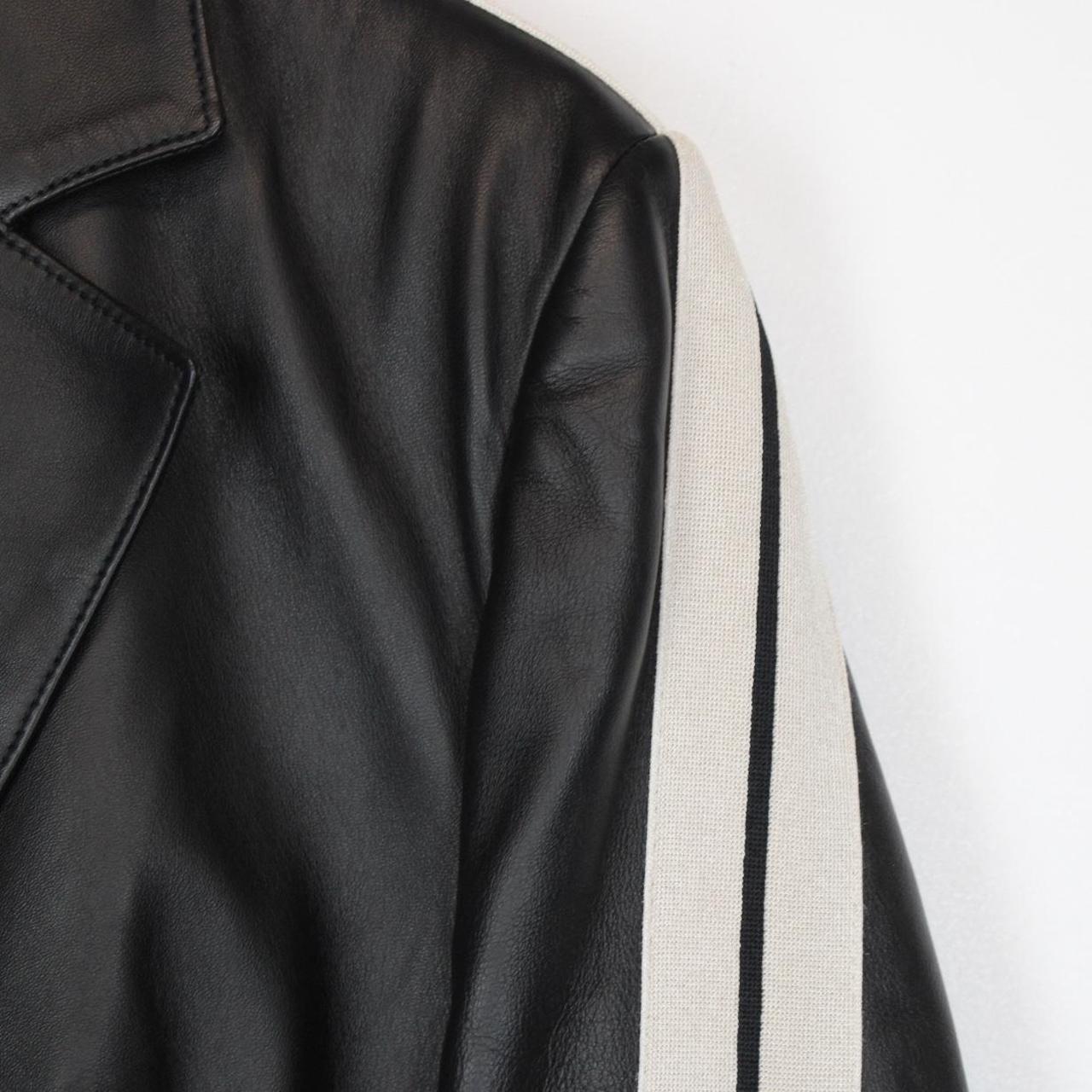 Palm Angels Black and White Leather Track Blazer Jacket