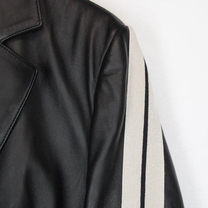 Palm Angels Black and White Leather Track Blazer Jacket