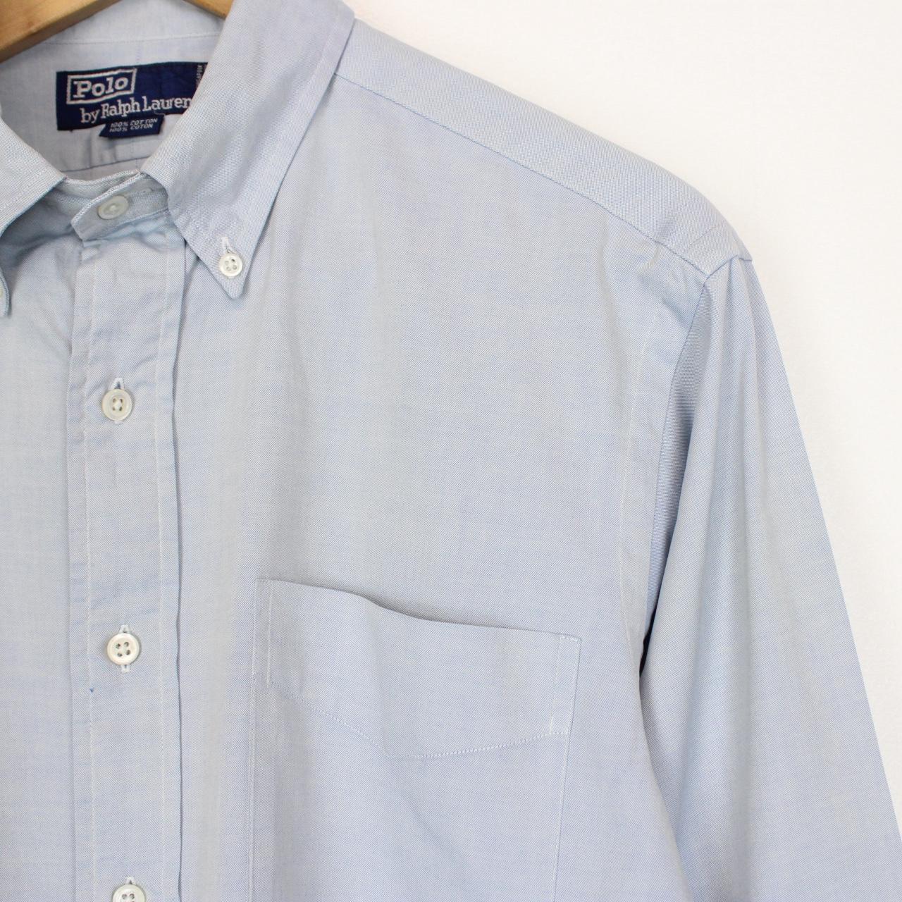 Vintage 90s Polo Ralph Lauren Blue Long Sleeve Cotton Shirt