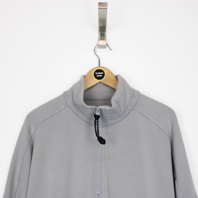 CP Company Grey 1/4 Zip Lens Sweatshirt Jumper