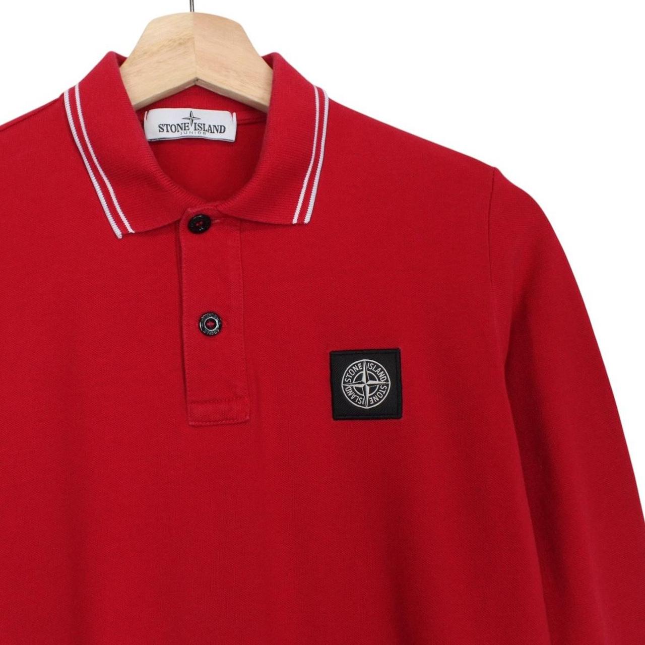Stone Island Junior AW 2018 Red Long Sleeve Compass Cotton Polo Shirt