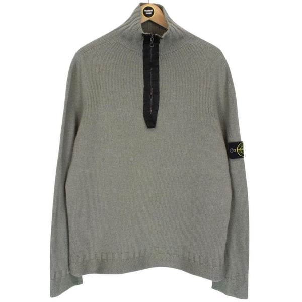 Vintage Stone Island AW 2002 Beige Virgin Wool Knit 1/4 Zip Jumper