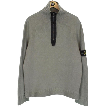 Vintage Stone Island AW 2002 Beige Virgin Wool Knit 1/4 Zip Jumper