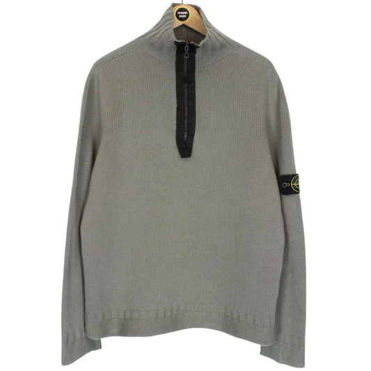 Vintage Stone Island AW 2002 Beige Virgin Wool Knit 1/4 Zip Jumper