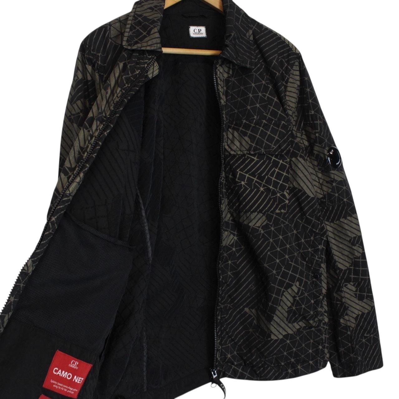 CP Company Black Full Zip Camo Net Lens Overshirt Jacket