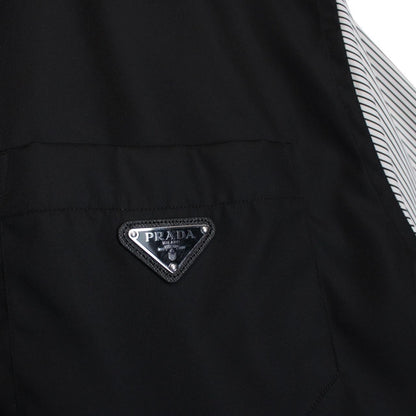 Prada Re-Nylon Stretch Cotton Black and White Hybrid Bowling Shirt