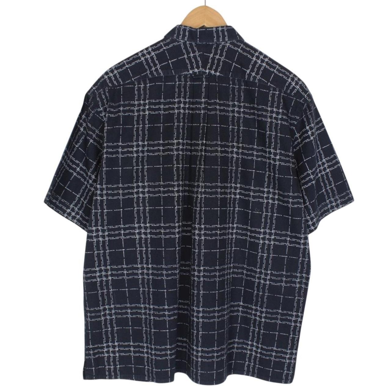 Vintage Burberry London Navy Blue Logo Print Short Sleeve Cotton Shirt