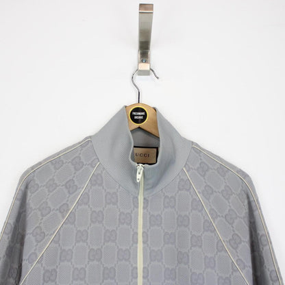 Gucci Grey GG Jacquard Monogram Nylon Track Jacket