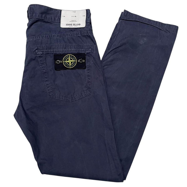 Stone Island SS 2014 Navy Blue Slim Fit Cotton Trousers