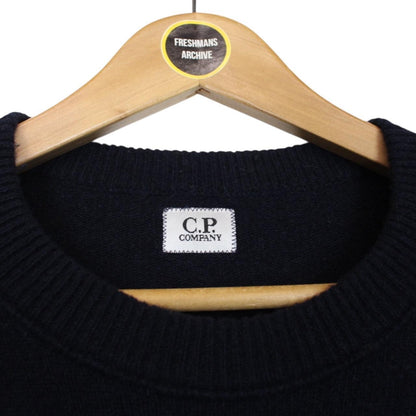 CP Company Navy Blue Wool/Nylon Knit Goggle Sweatshirt Jumper