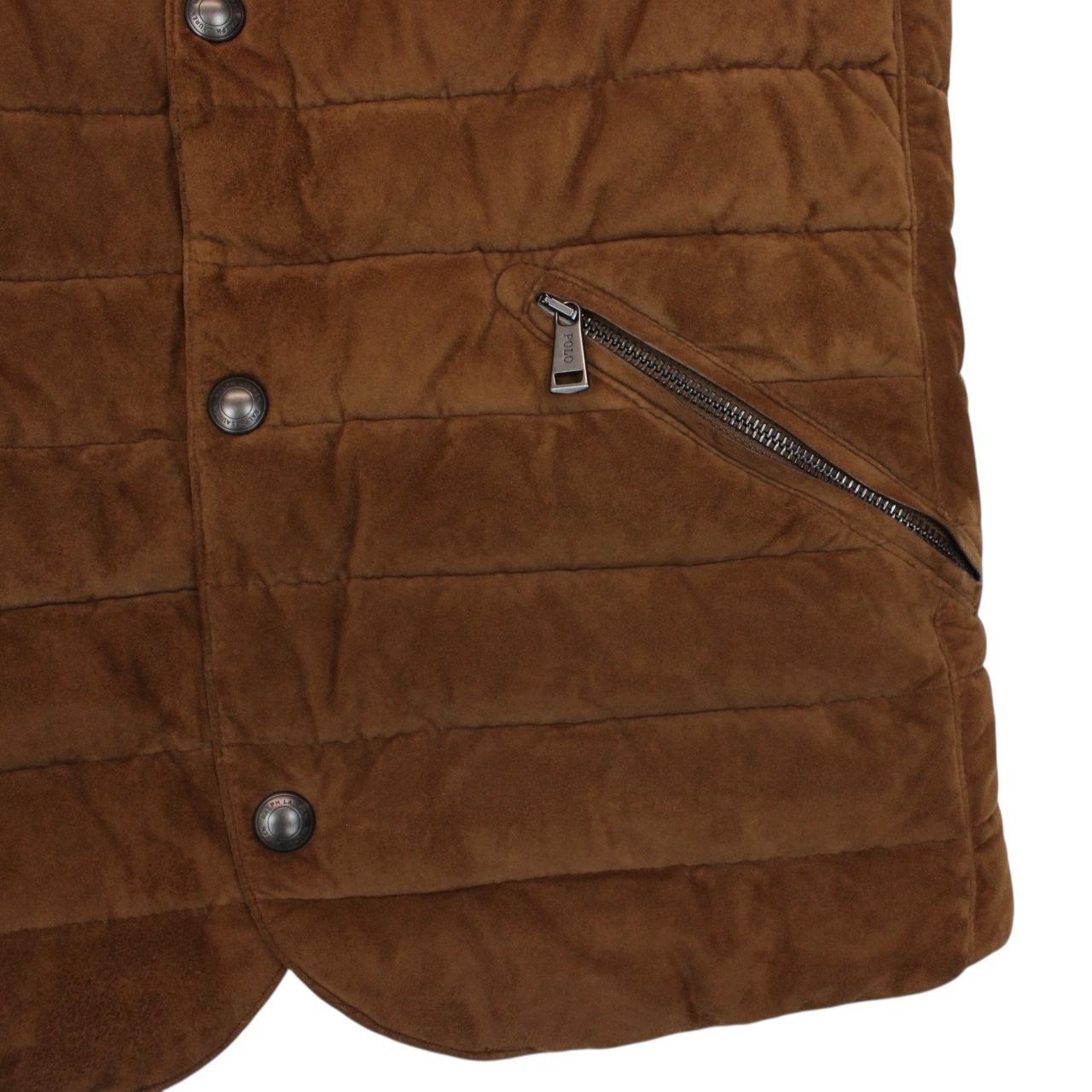 Polo Ralph Lauren Brown Goat Suede Leather Down Gilet / Bodywarmer