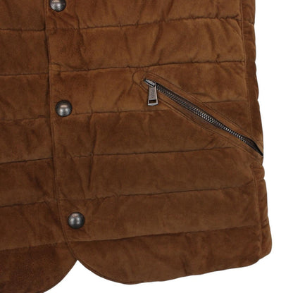 Polo Ralph Lauren Brown Goat Suede Leather Down Gilet / Bodywarmer