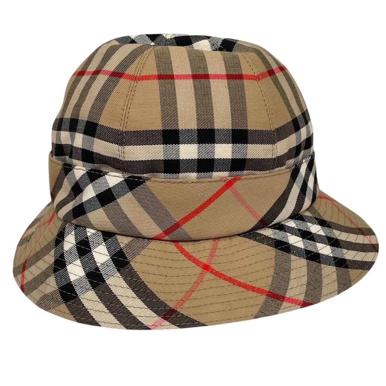 Vintage 80s Burberry Tan Brown Nova Check Cotton Bucket Hat