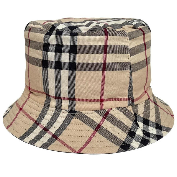 Vintage 00s Burberry Beige and Black Nova Check Reversible Bucket Hat