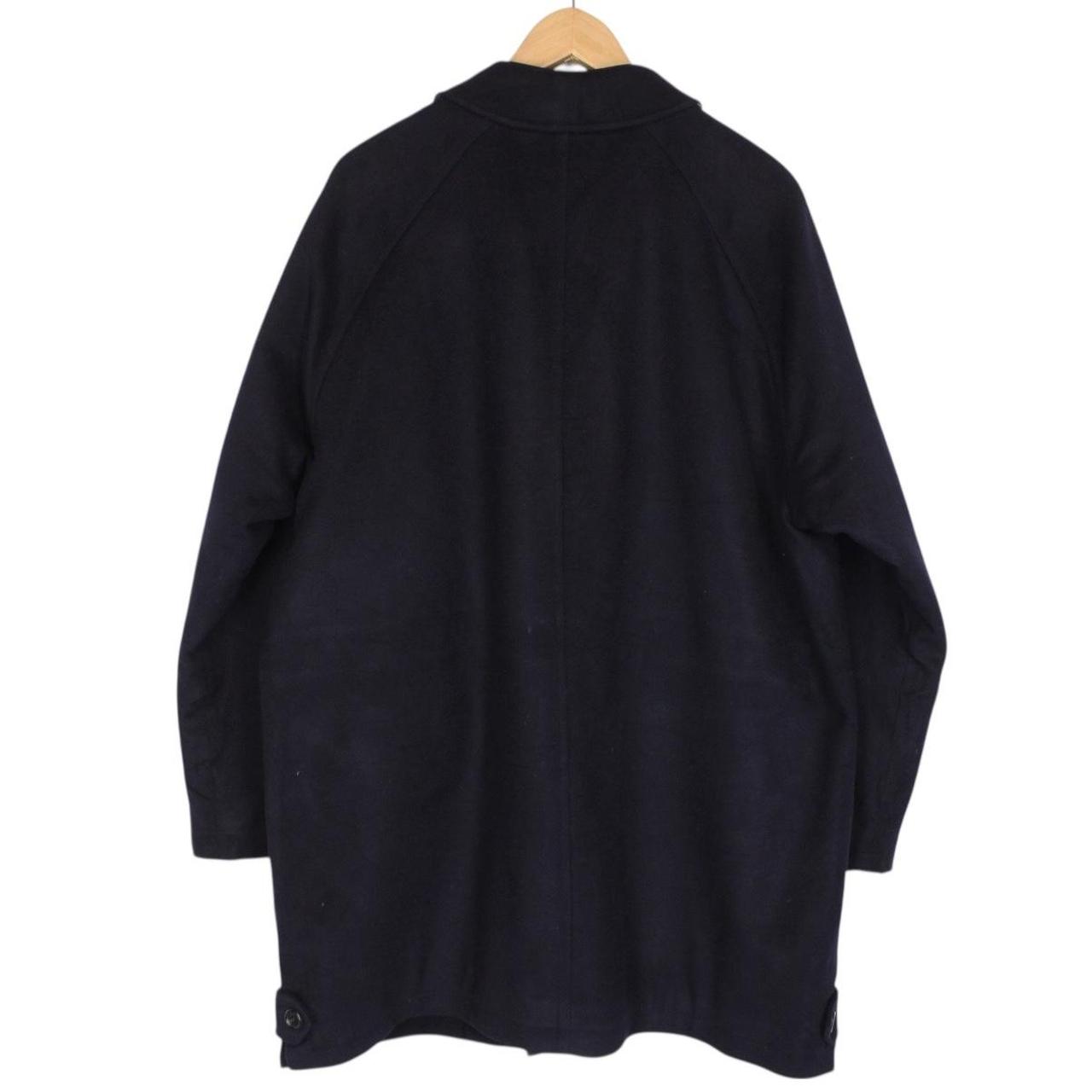 Burberry London Navy Blue Nova Check Lined Cashmere Wool Coat