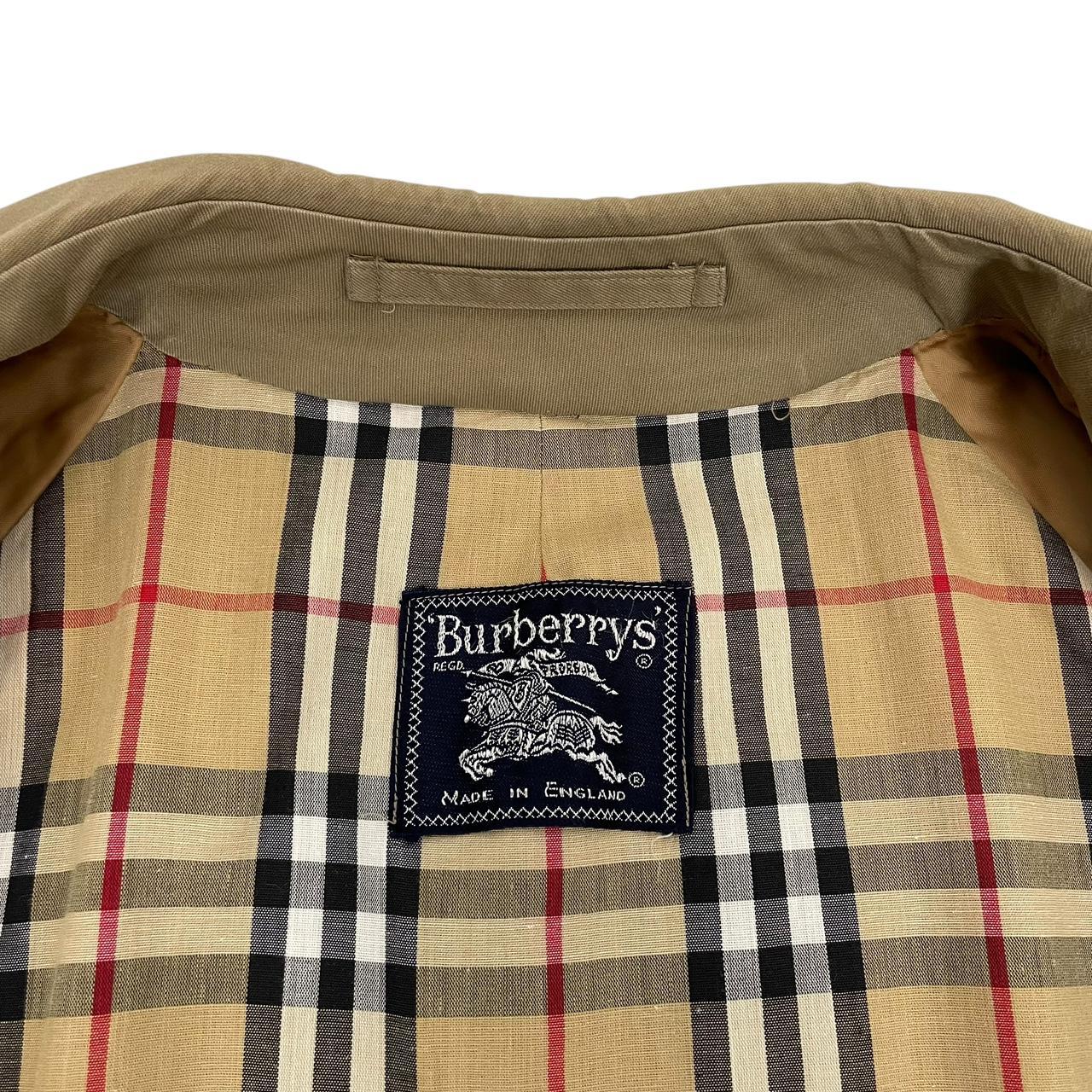 Vintage 90s Burberry Khaki Brown Single Breasted Nova Check Trench Coat