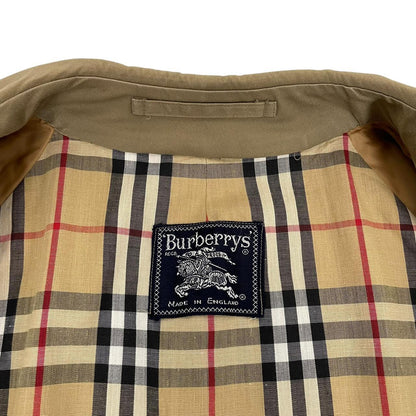 Vintage 90s Burberry Khaki Brown Single Breasted Nova Check Trench Coat